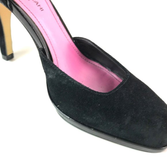 Isaac Mizrahi Black Suede Ankle Strap Pumps with Cut Away Sides - Picture 6 of 7